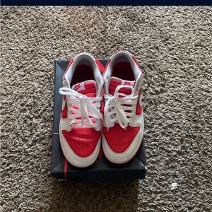 Red & white dunks worn 3x